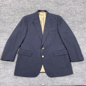 Evan Picone Blazer Mens 40 Navy Gold Button Sport Coat Made USA Two Button